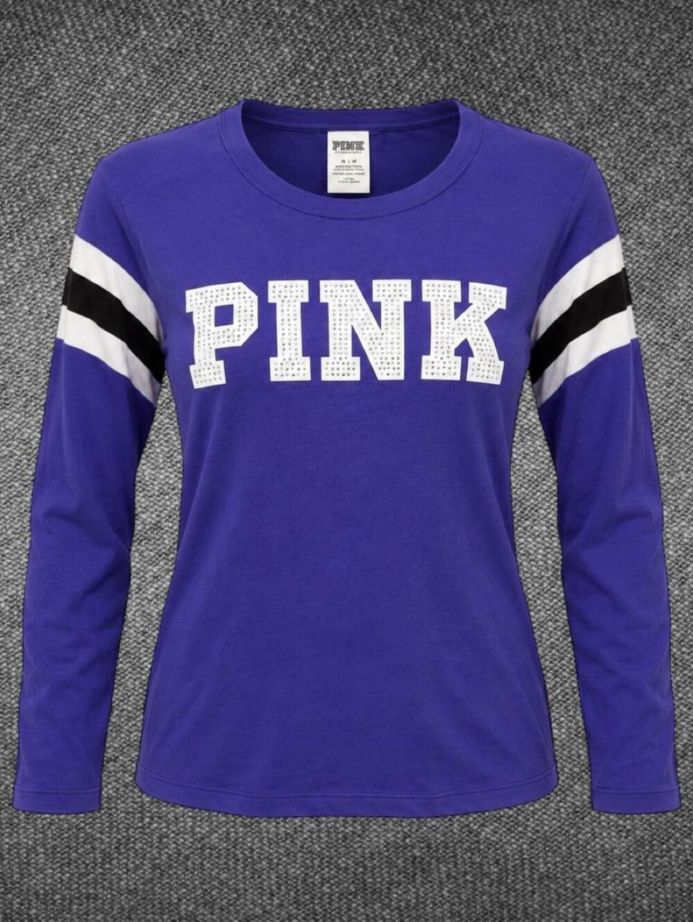 PINK Victoria’s Secret Purple Cotton Rhinestone Tee M